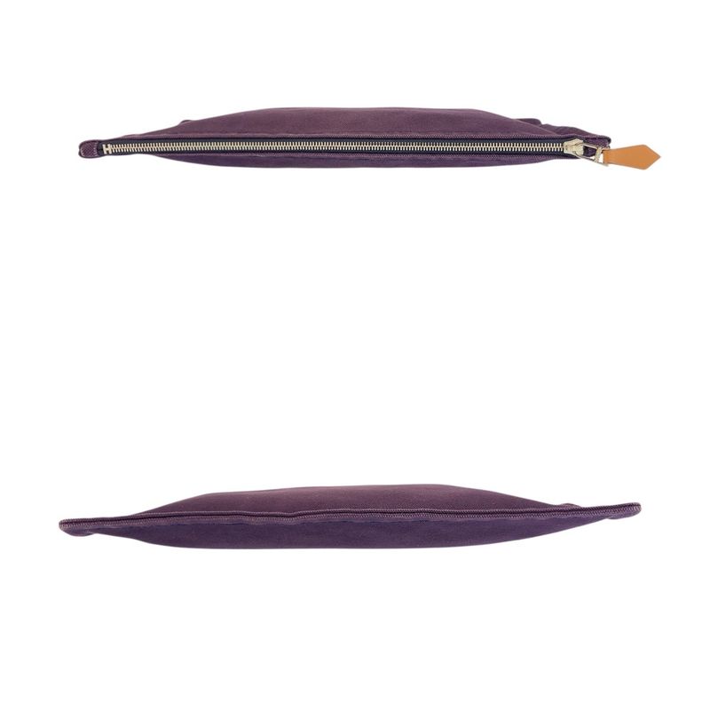 Hermes Yachting Trousse Flat GM Purple Silver Cotton Clutch Pouch