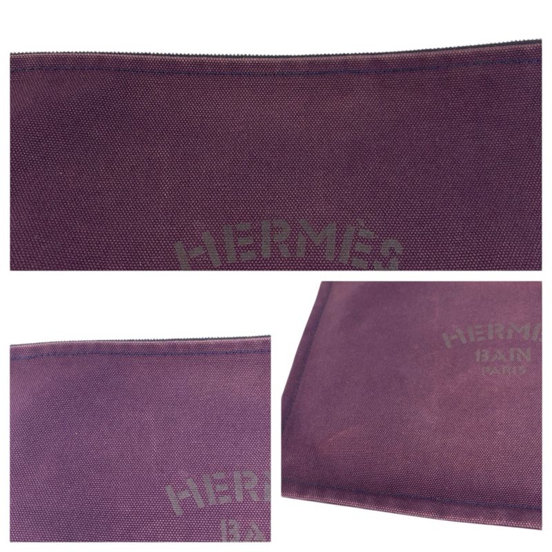 Hermes Yachting Trousse Flat GM Purple Silver Cotton Clutch Pouch