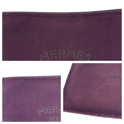 Hermes Yachting Trousse Flat GM Purple Silver Cotton Clutch Pouch