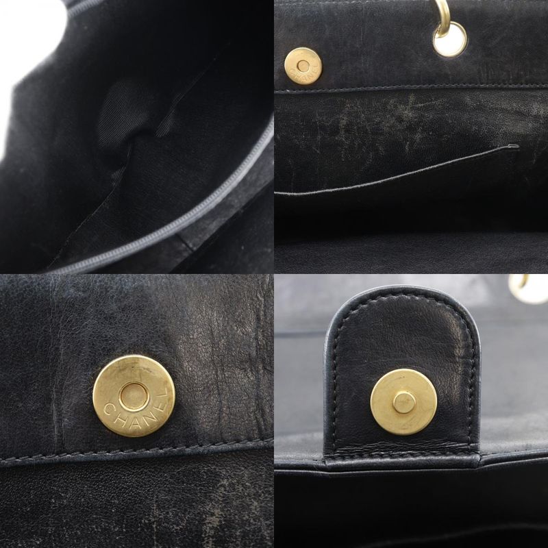 Chanel Chain Chocolate Bar CC Logo Jersey Black Tote