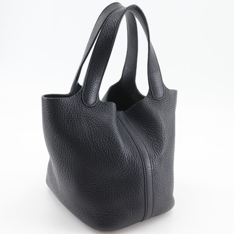 Hermes Picotin PM Taurillon Clemence Black Silver Handbag