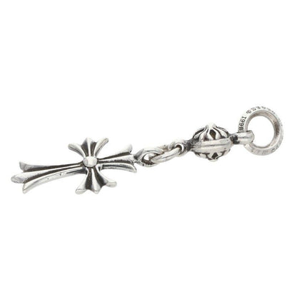 Chrome Hearts Tny CH Crs 1 Ball Tiny Ch Cross Charm Silver Necklace Top