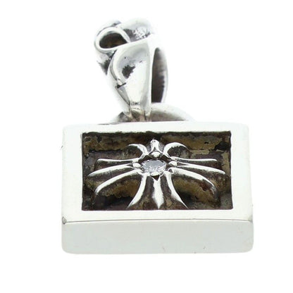 Chrome Hearts Framed CH Plus 1 Diamond Charm Silver Necklace Top