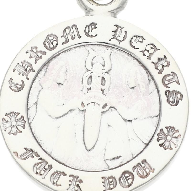Chrome Hearts Chrm Angl Mdl Angel Medal Charm V1 Silver Necklace Top