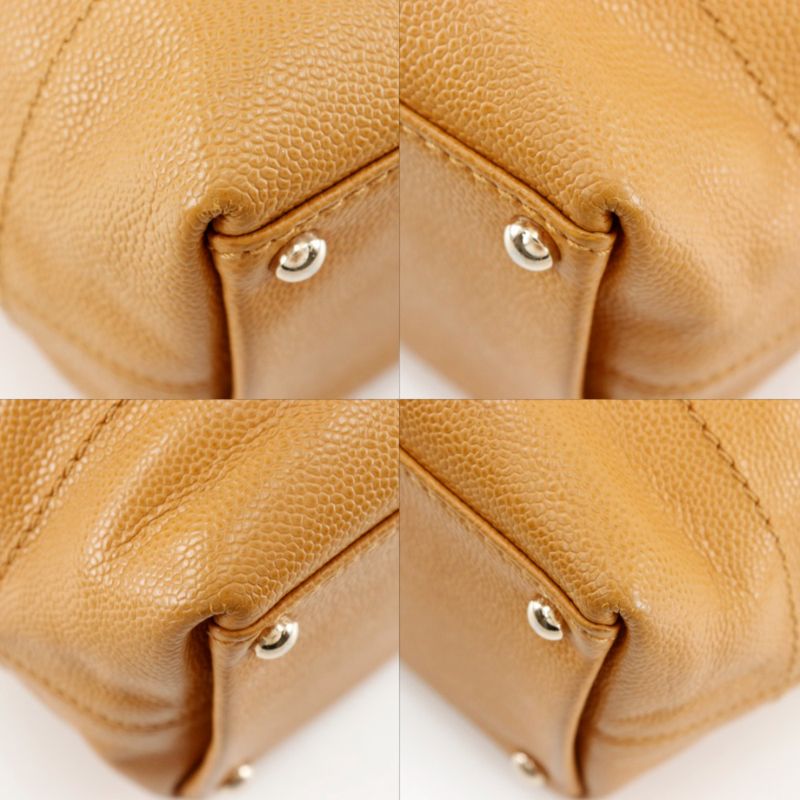 Chanel CC Logo Drawstring Caviar Leather Brown Tote