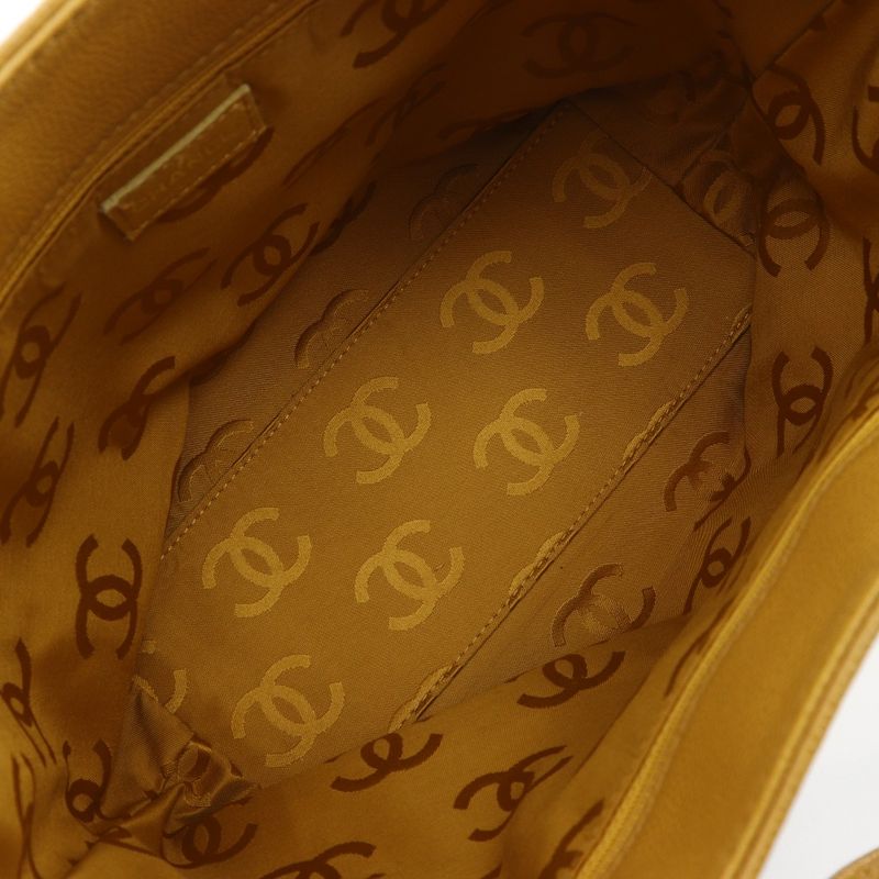 Chanel CC Logo Drawstring Caviar Leather Brown Tote