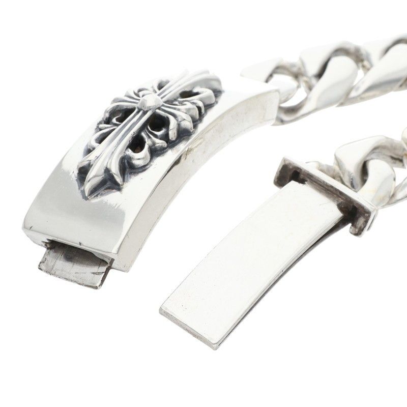 Chrome Hearts ID Floral Crs Cross ID Classic Vintage Silver Bracelet