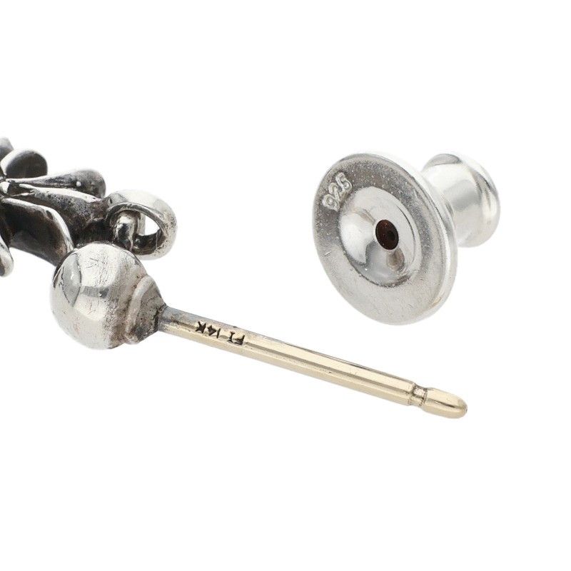 Chrome Hearts Tny CH Pls Dia Tiny Ech Plus Drop 1 Diamond Silver Earrings