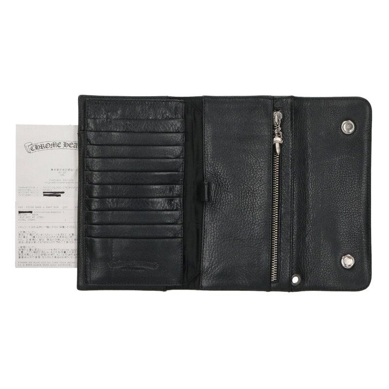 Chrome Hearts Wave Cross Ball Button Leather Wallet