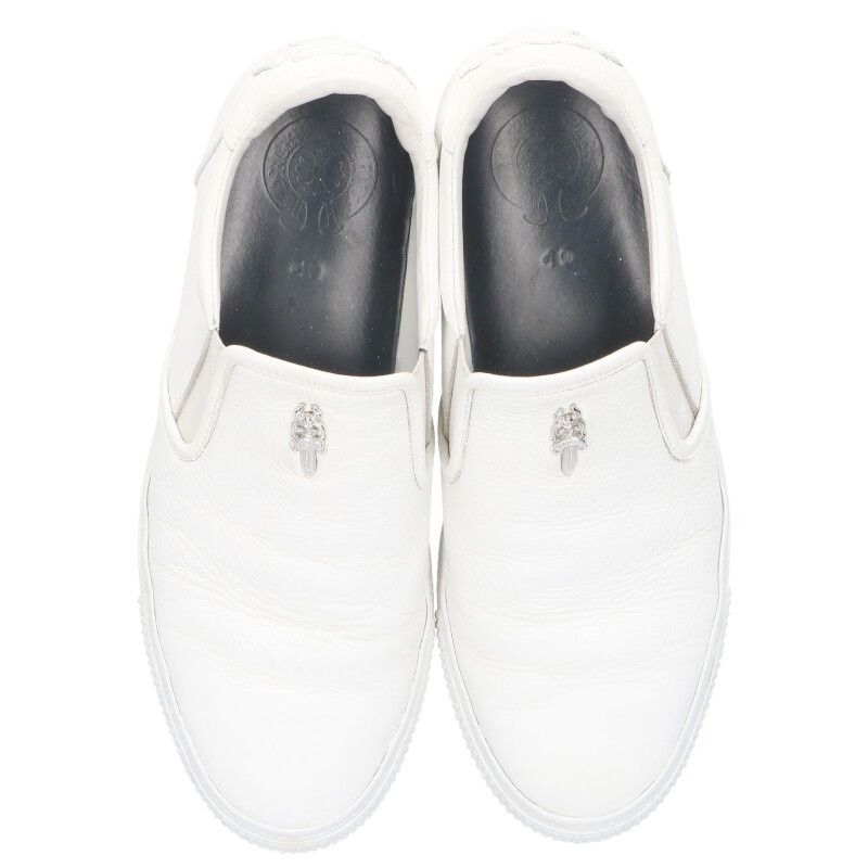 Chrome Hearts Slip on Blk Calf on CH Plus Leather Sneakers with Patch Dagger 40