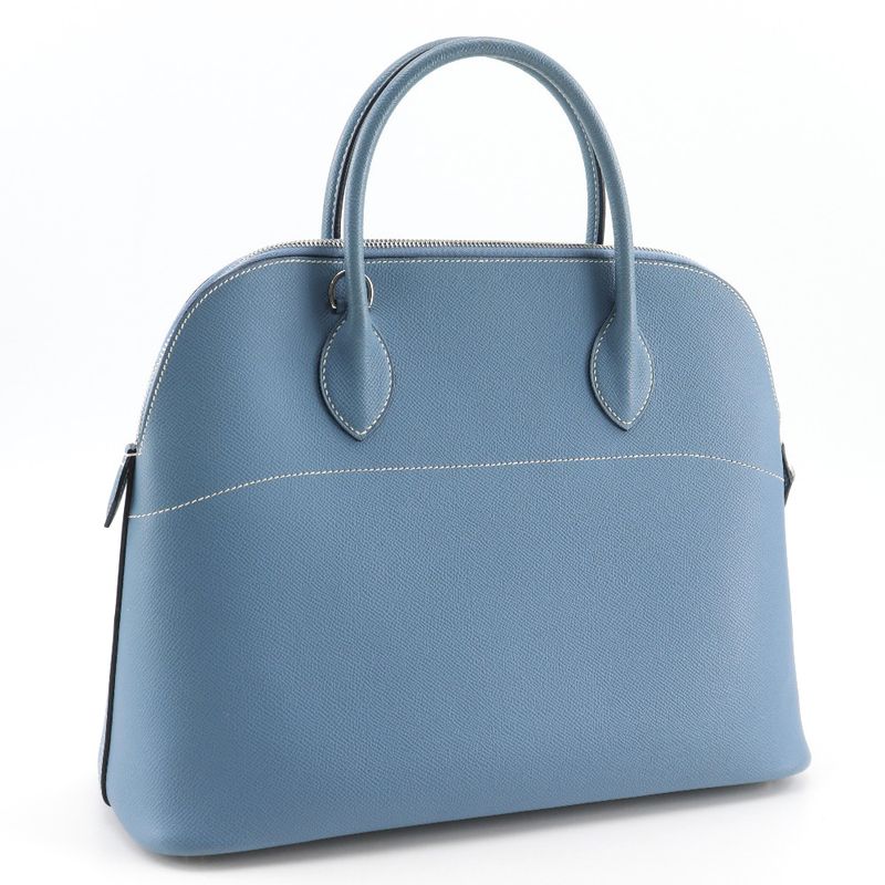 Hermes Bolide 35 2-Way Shoulder Veau Epsom Blue Jean Silver Handbag