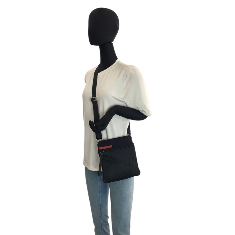 Prada Sports Black Neoprene Mesh Shoulder Bag Pochette