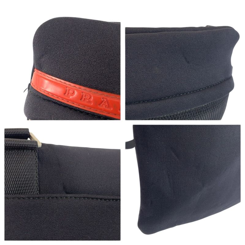 Prada Sports Black Neoprene Mesh Shoulder Bag Pochette