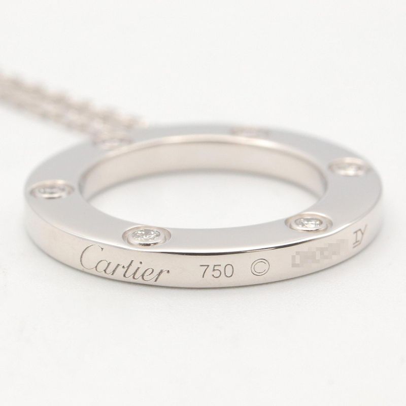 Cartier Necklace Love Circle 41.5 cm 18k White Gold Diamond