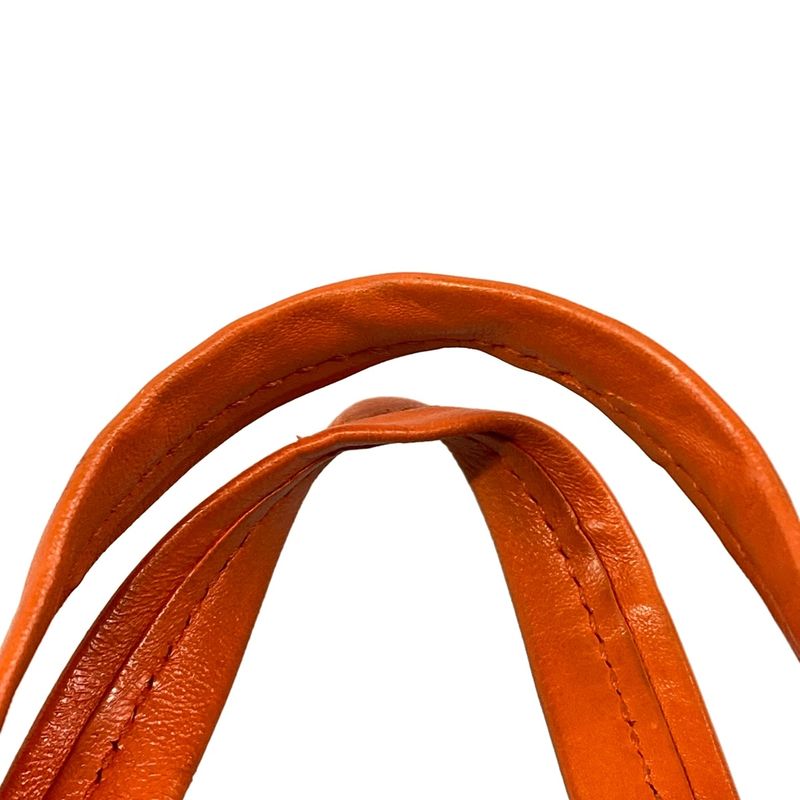 Celine Tote Horizontal Cover Beige Orange Linen Leather