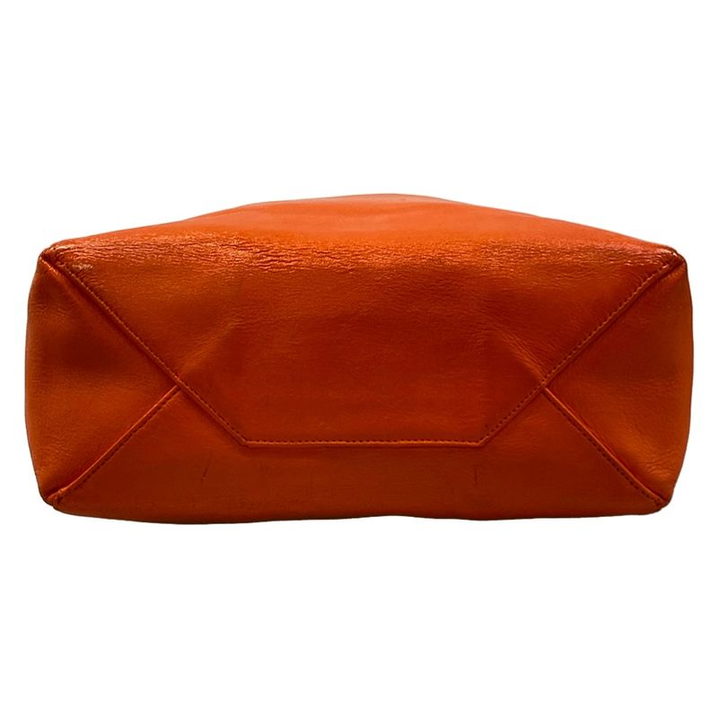 Celine Tote Horizontal Cover Beige Orange Linen Leather