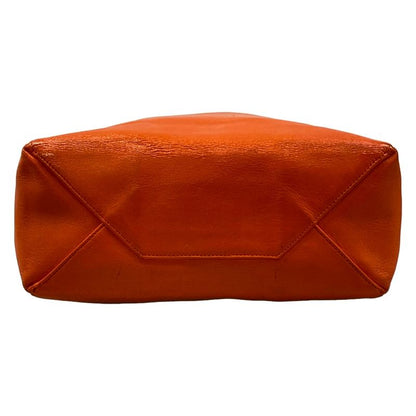 Celine Tote Horizontal Cover Beige Orange Linen Leather