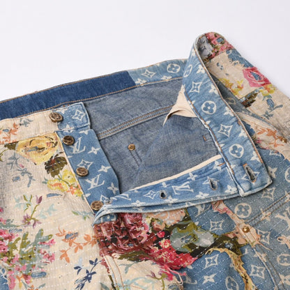 Louis Vuitton Destroy Bell Bottom Carpenter Denim Pants 40 Monogram Sashiko — view 6