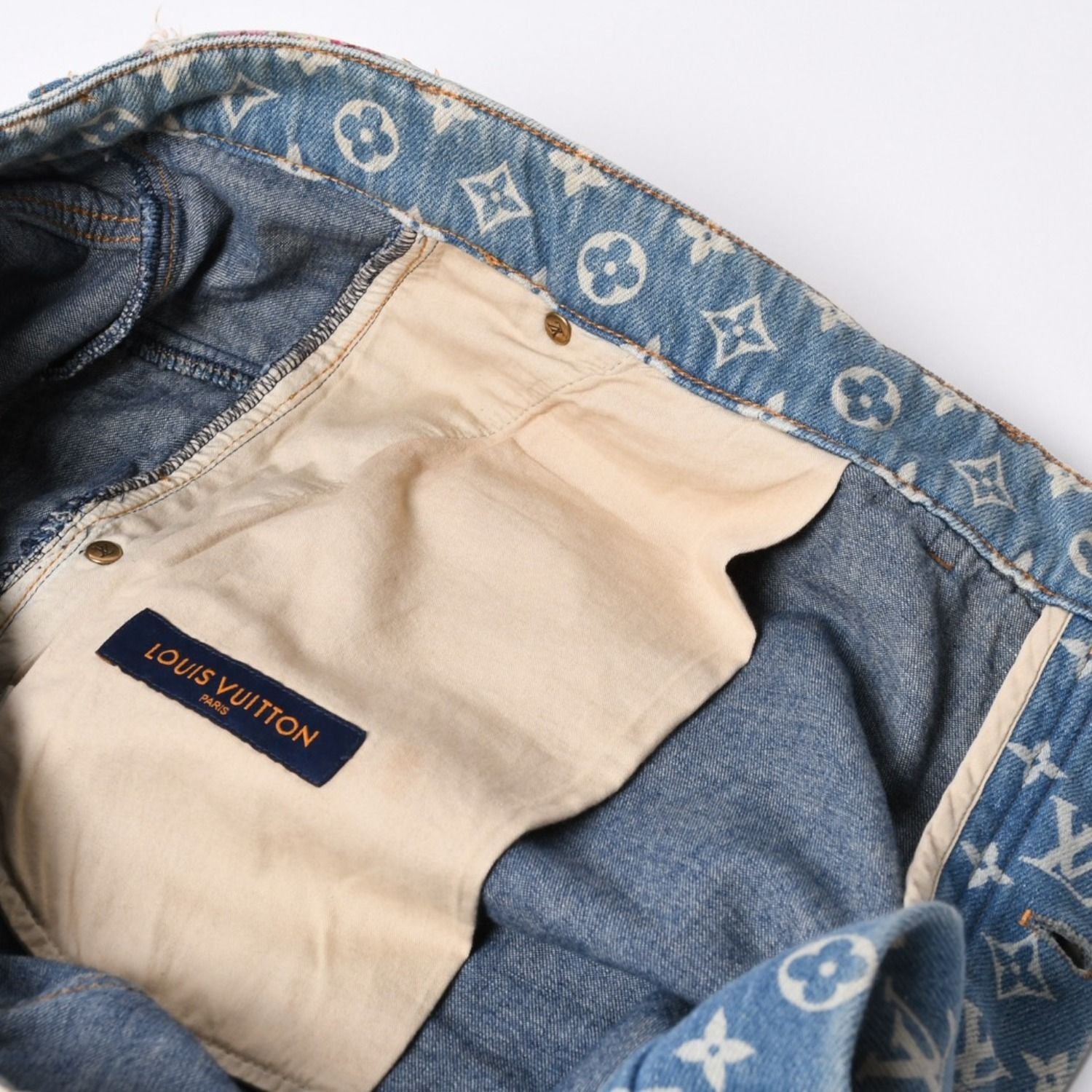 Louis Vuitton Destroy Bell Bottom Carpenter Denim Pants 40 Monogram Sashiko — view 8