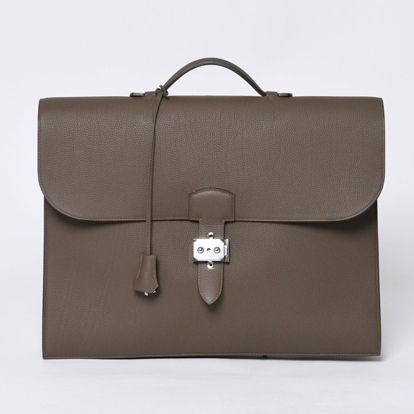 Hermes Handbag Sac a Depeches 41 Taupe Leather Togo Silver