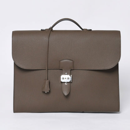 Hermes Handbag Sac a Depeches 41 Taupe Leather Togo Silver