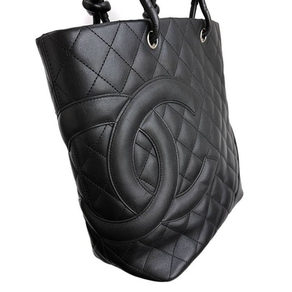 Chanel Cambon Line Tote Calfskin Black Silver