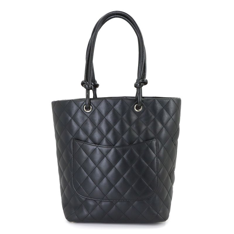 Chanel Cambon Line Tote Calfskin Black Silver
