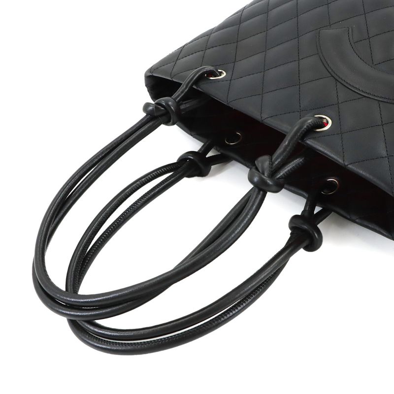 Chanel Cambon Line Tote Calfskin Black Silver