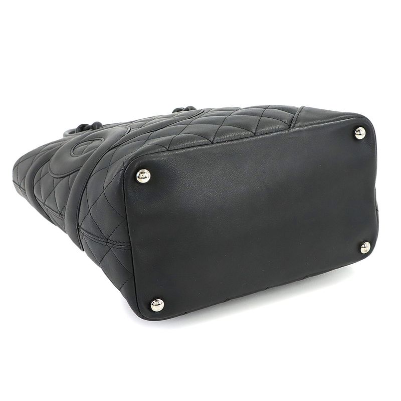 Chanel Cambon Line Tote Calfskin Black Silver
