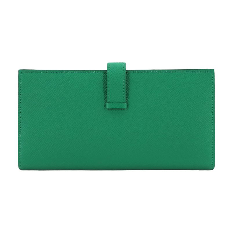 Hermes Bearn Souffle Verso Bifold Wallet Epsom Vert Jade Blue Zanzibar