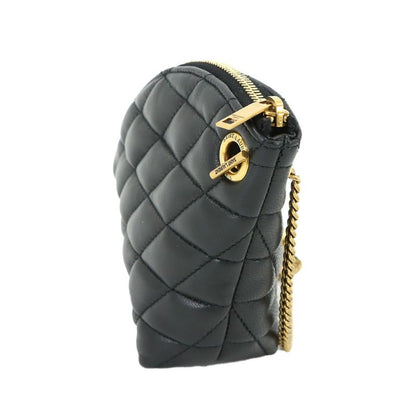 Saint Laurent Sade Coin Purse Leather Black Gold