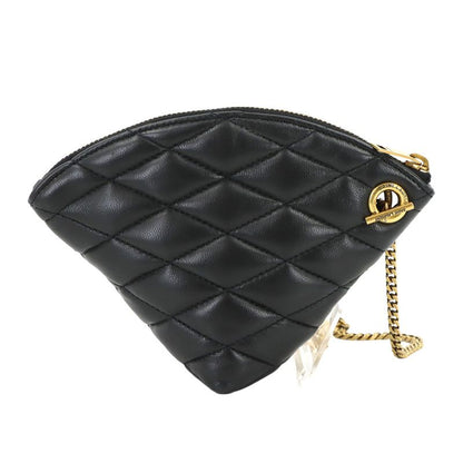 Saint Laurent Sade Coin Purse Leather Black Gold