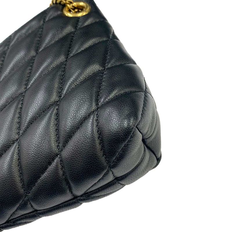Saint Laurent Sade Coin Purse Leather Black Gold