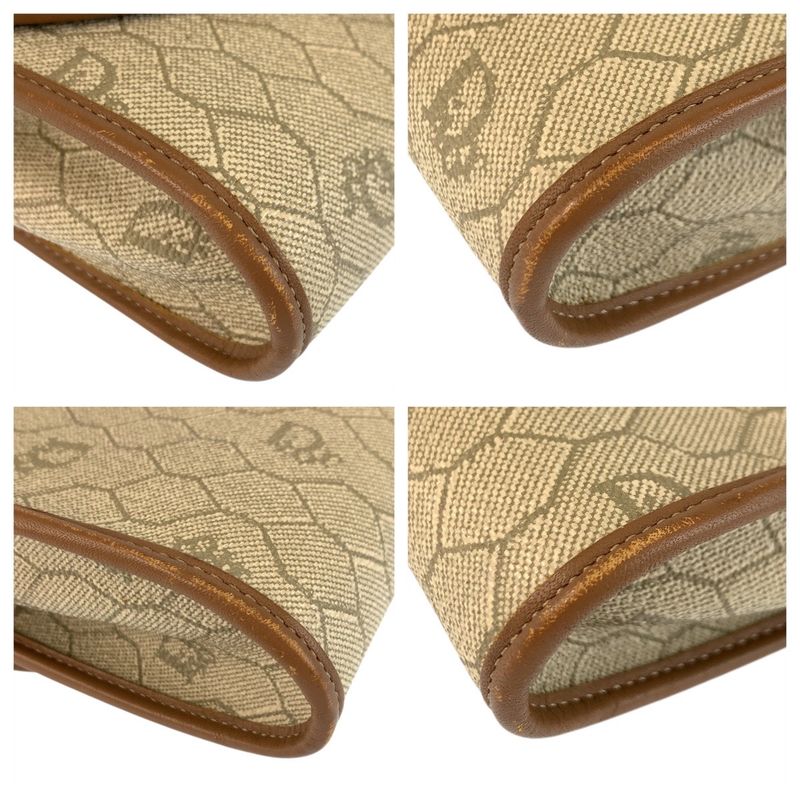 Dior Vintage Beige Brown Gold Leather Shoulder Bag Pochette