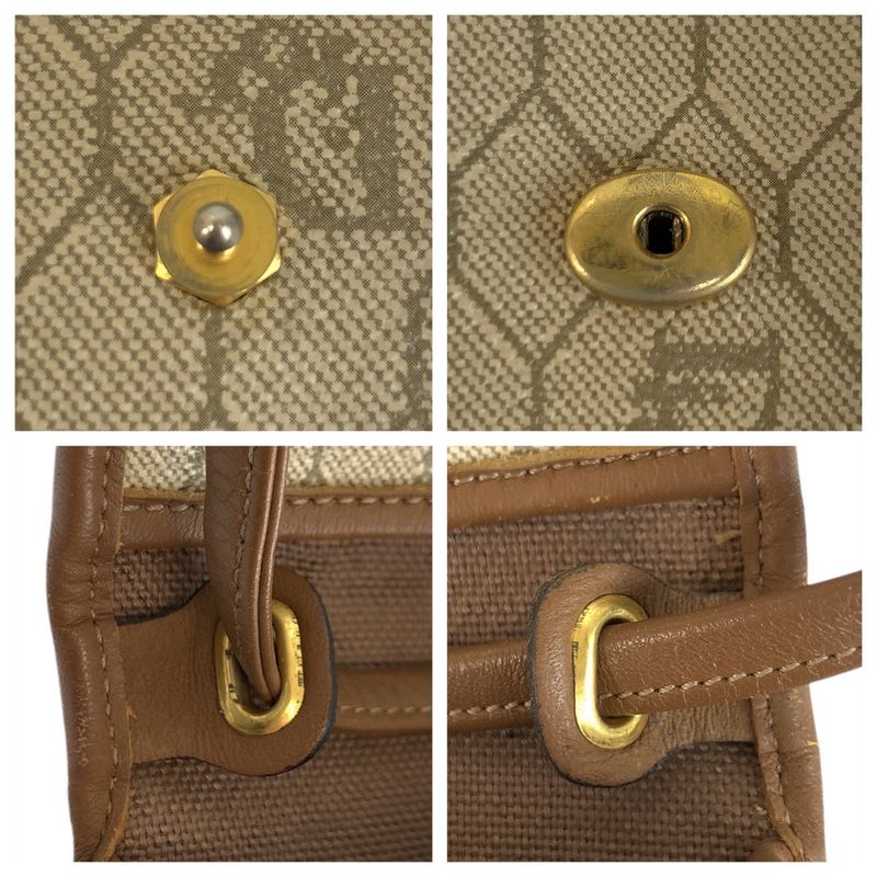 Dior Vintage Beige Brown Gold Leather Shoulder Bag Pochette