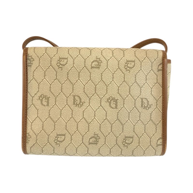 Dior Vintage Beige Brown Gold Leather Shoulder Bag Pochette