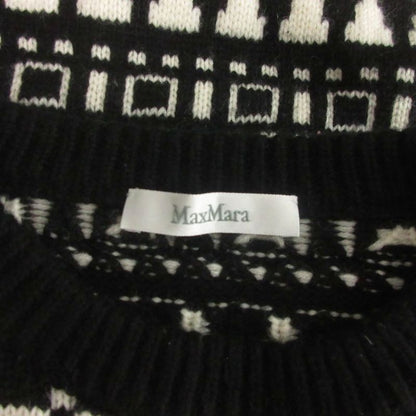 Max Mara Knit Sweater Long Sleeve Cashmere Blend Geometric Pattern Black
