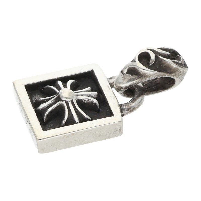 Chrome Hearts Framed CH Plus Charm Silver Necklace Top
