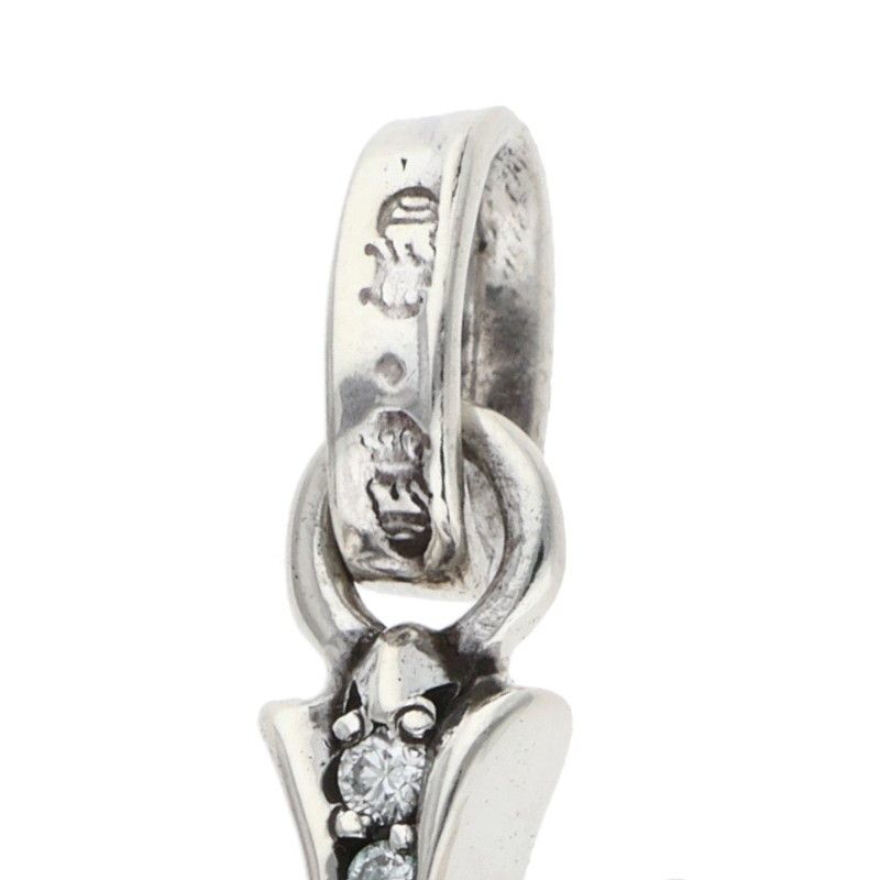Chrome Hearts Crs Bbyfat P Dmnd Baby Fat Pave Diamond Charm Silver Necklace Top