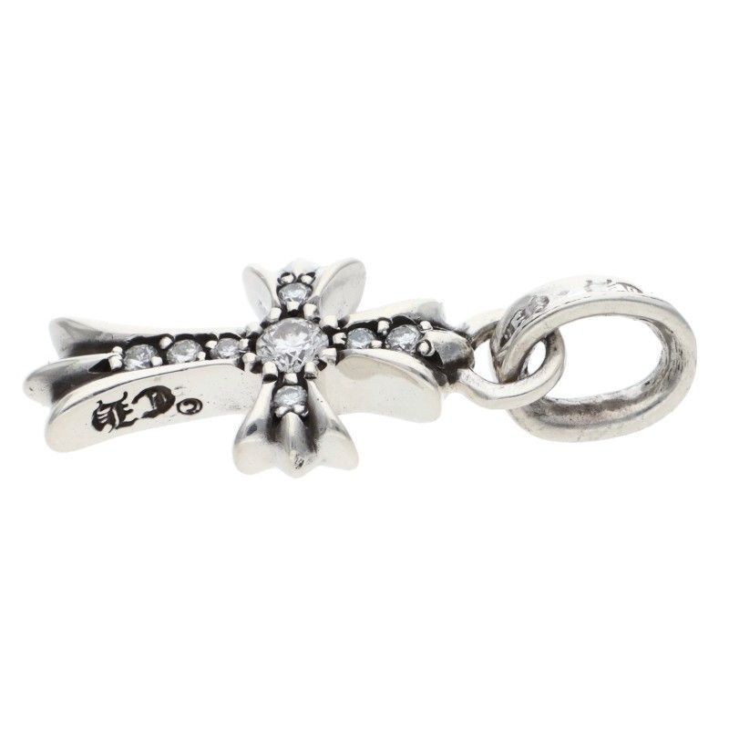 Chrome Hearts Crs Bbyfat P Dmnd Baby Fat Pave Diamond Charm Silver Necklace Top