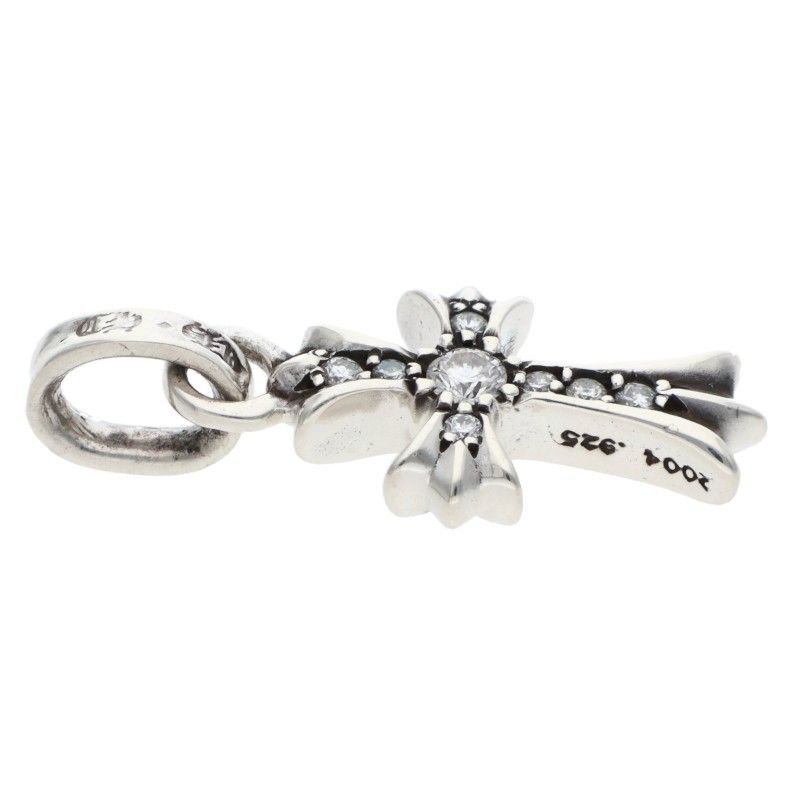 Chrome Hearts Crs Bbyfat P Dmnd Baby Fat Pave Diamond Charm Silver Necklace Top