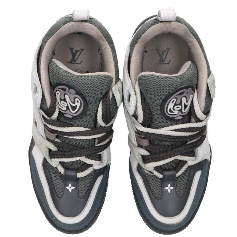 Louis Vuitton LV Skate Line Leather Fabric Sneakers 6.5
