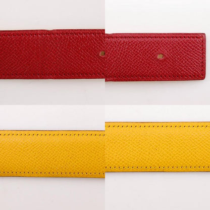 Hermes Medallion Reversible Vintage Leather Red Yellow Belt
