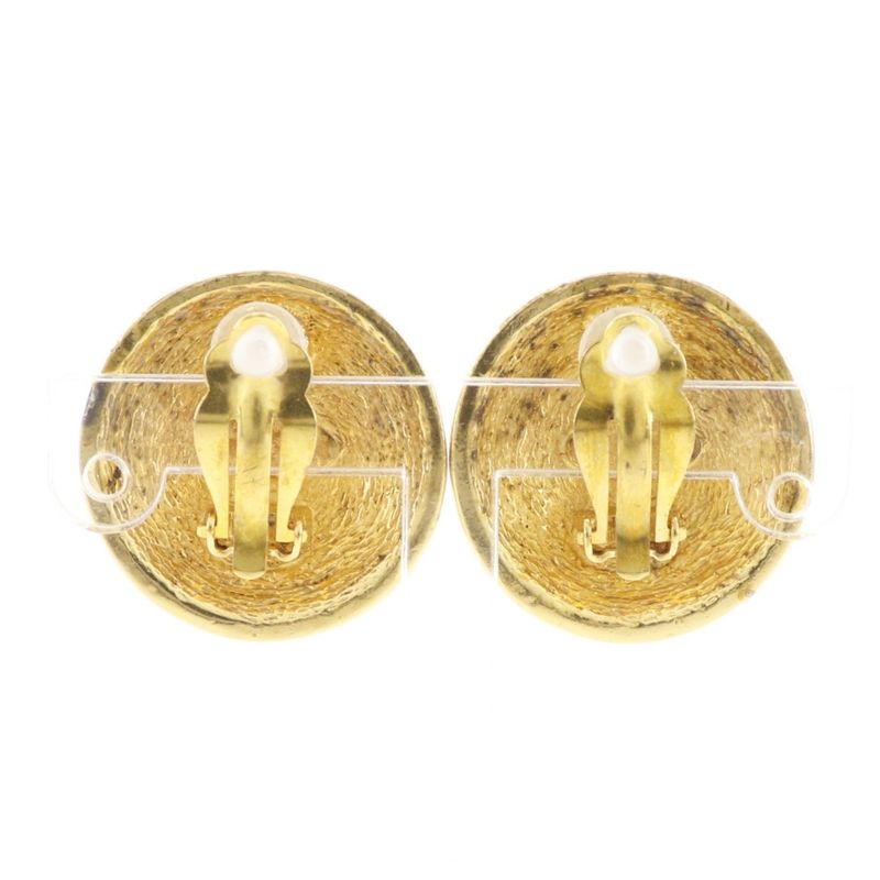 Chanel CC Logo Quilted Gold Plated Earrings