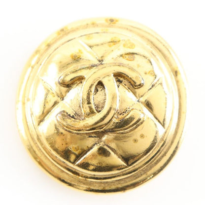 Chanel CC Logo Quilted Gold Plated Earrings