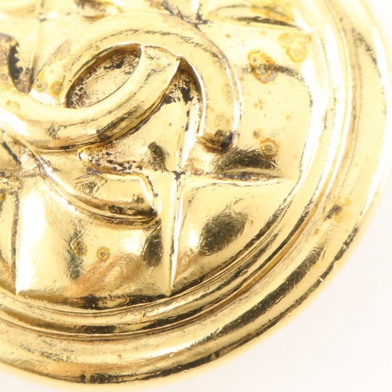 Chanel CC Logo Quilted Gold Plated Earrings