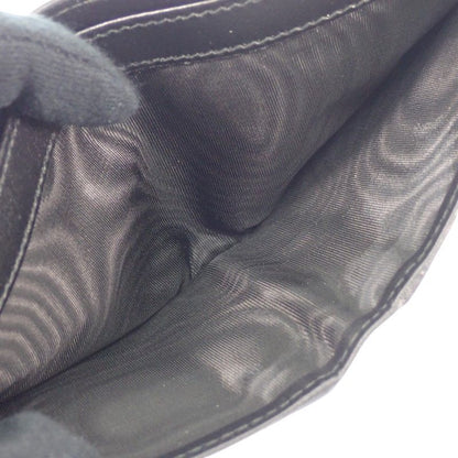 Prada Vitello Daino Leather Wallet Bifold Card Case Black Silver