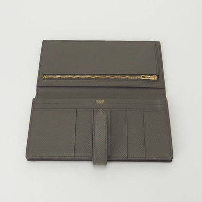 Hermes Bearn Souffle Wallet Etain Gray Gold Veau Epsom