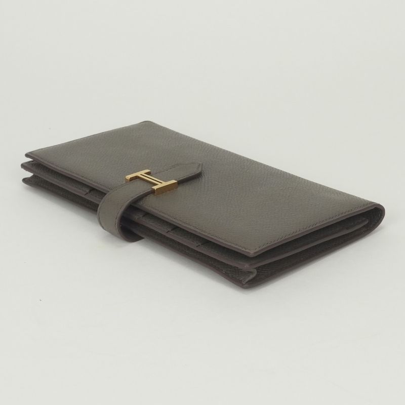 Hermes Bearn Souffle Wallet Etain Gray Gold Veau Epsom