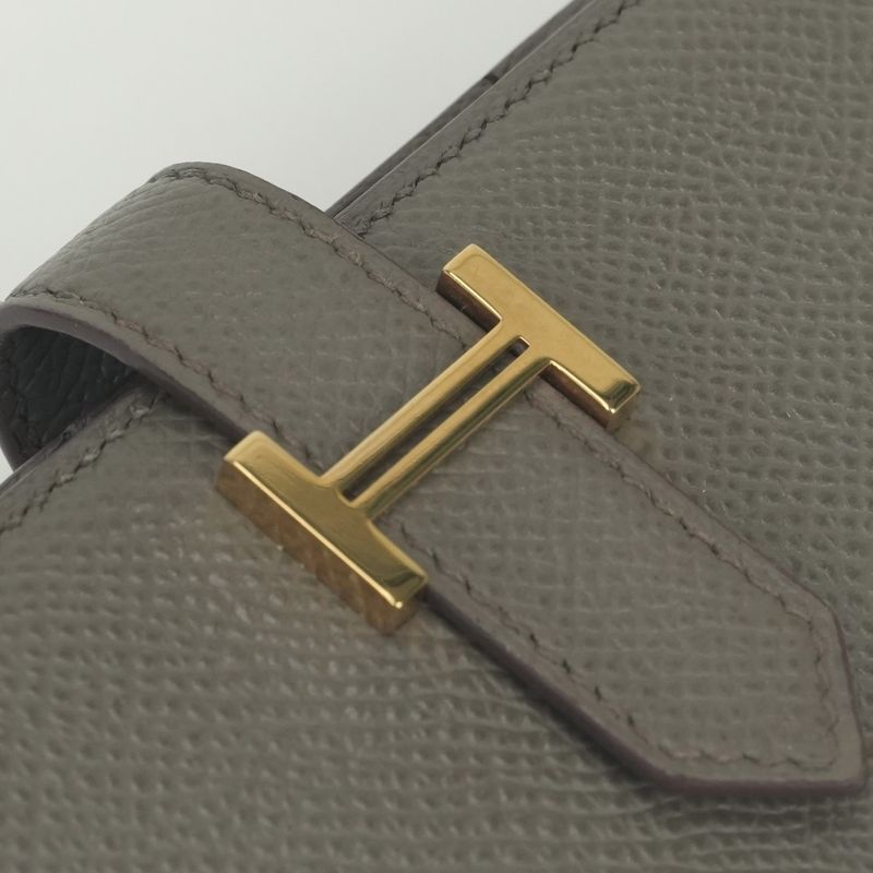 Hermes Bearn Souffle Wallet Etain Gray Gold Veau Epsom